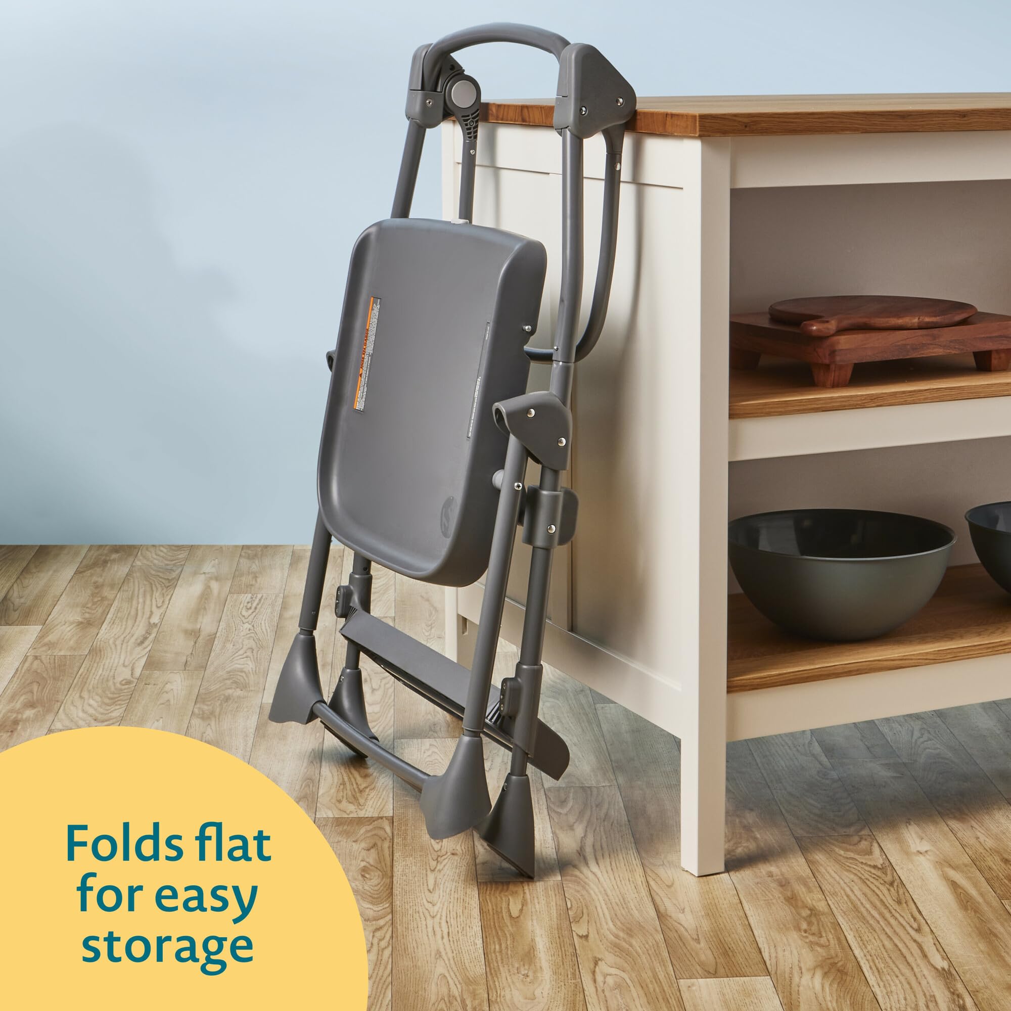 The First Years Convertible Baby High Chair & Toddler Step Stool - Foldable Adjustable 3-in-1 Grow with Me Highchair - Easy Clean Kitchen Helper Stool for Babies & Kids - Perfect for Feeding, Learning & Playtime