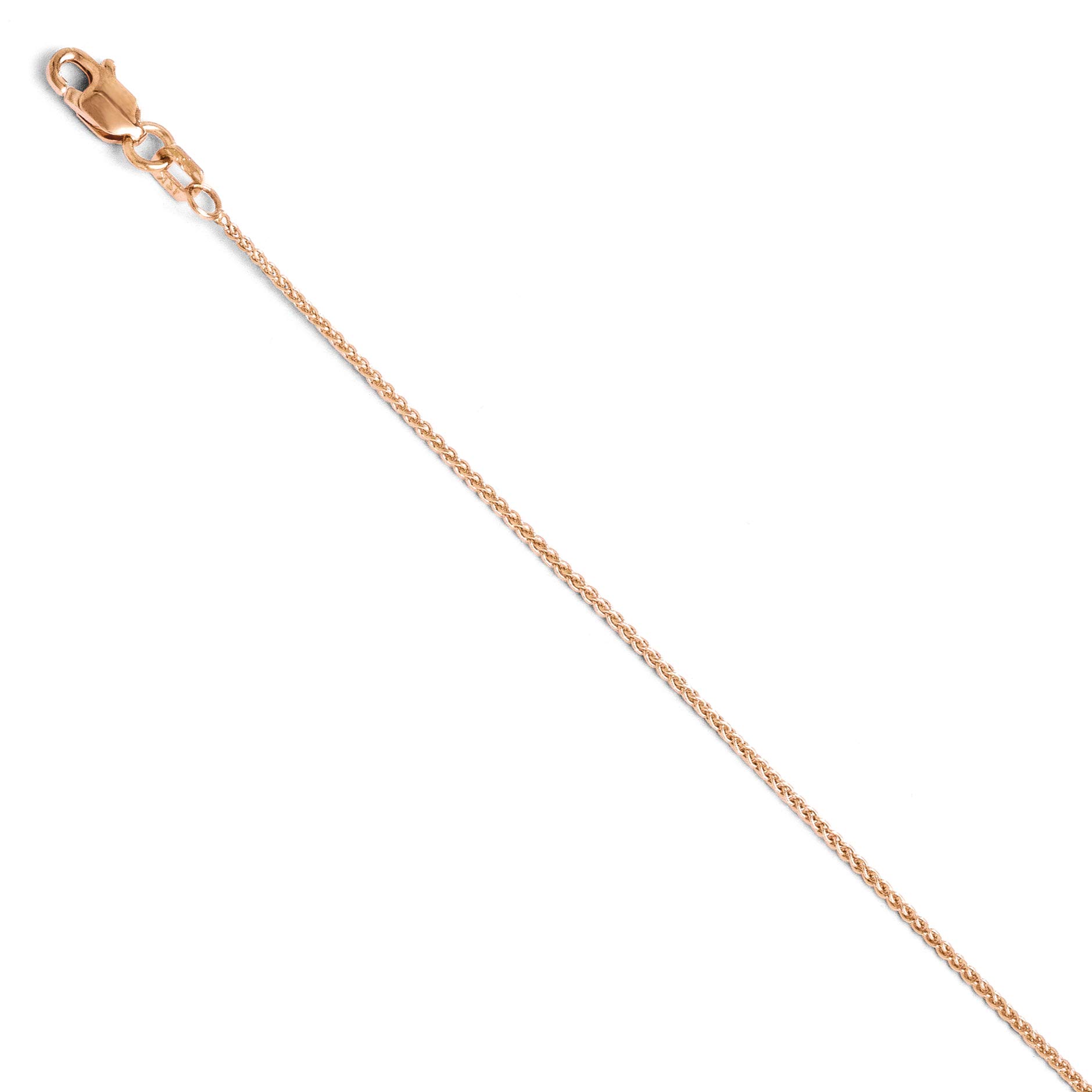 14K Rose Gold 1mm Spiga Wheat Chain Anklet - 9 Inch Dainty Ankle Bracelet for Women | Perfect for Everyday Wear, Beach Outfits & Special Occasions
