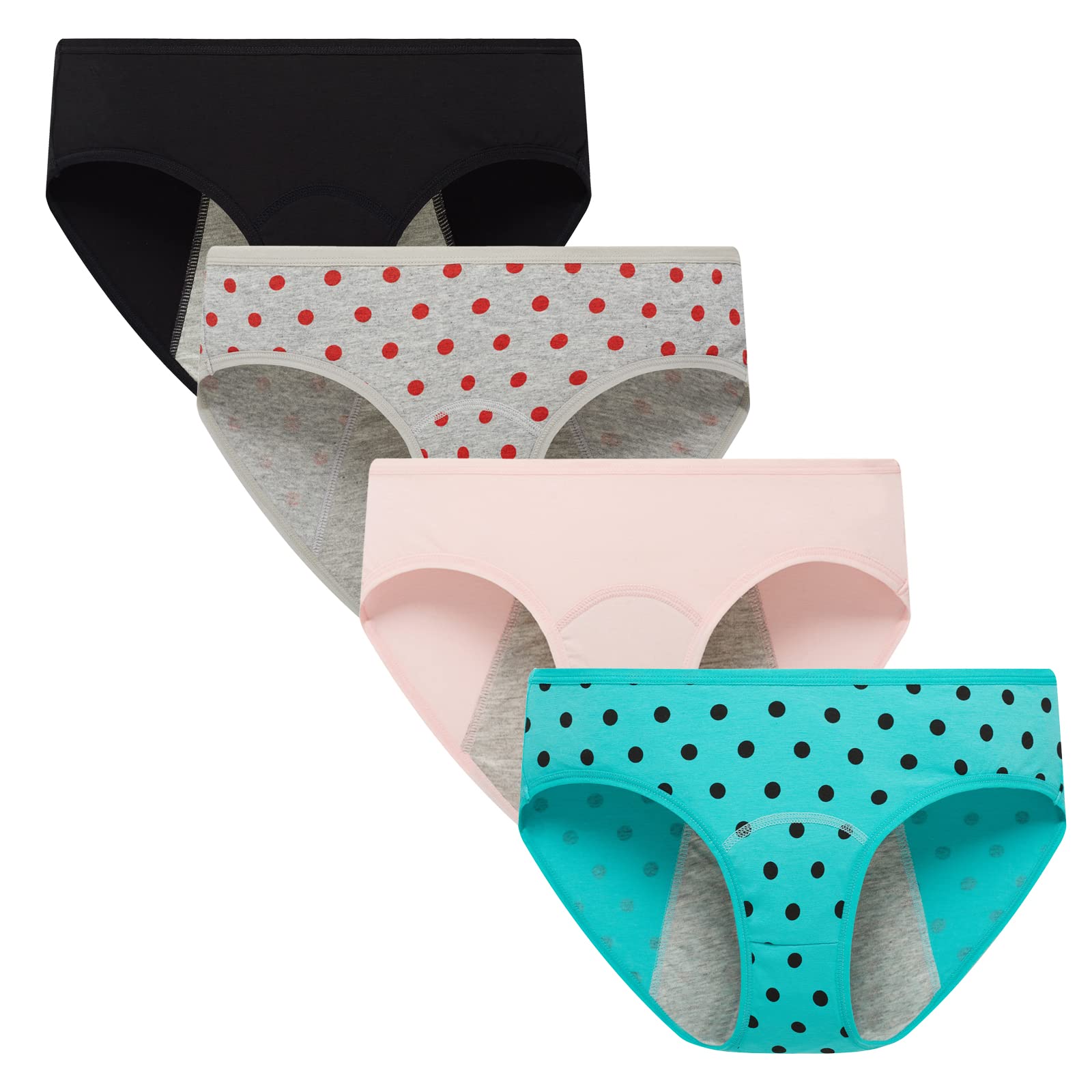 Hahan Teens Girls Period Underwear - Cotton Leak Proof Panties for Women & Teens - Comfortable Briefs for School, Sports & Overnight Protection