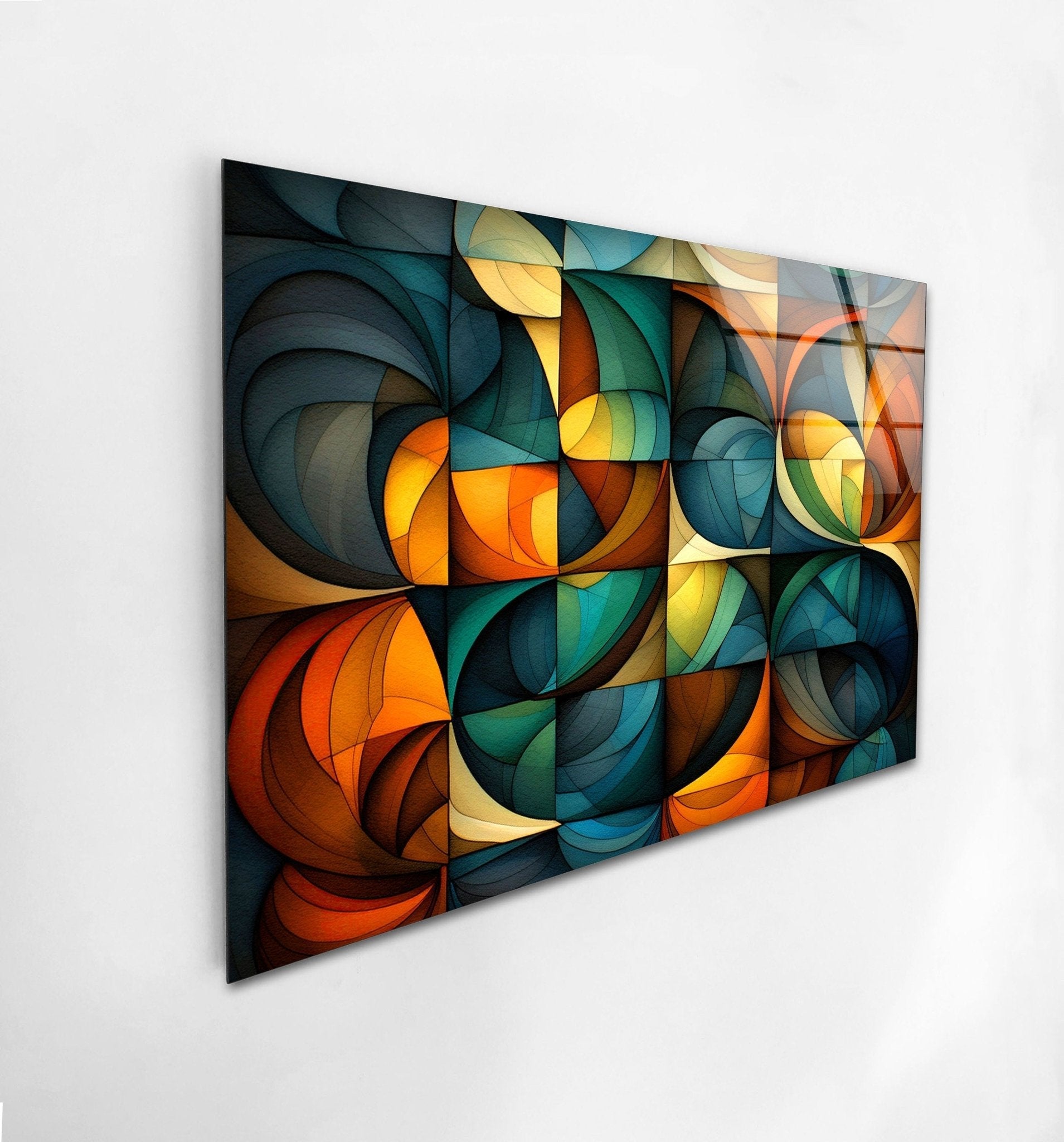 Modern Abstract Glass Wall Art - Handcrafted Contemporary Home Decor for Living Room, Bedroom & Office - Unique 3D Glass Panel Artwork
