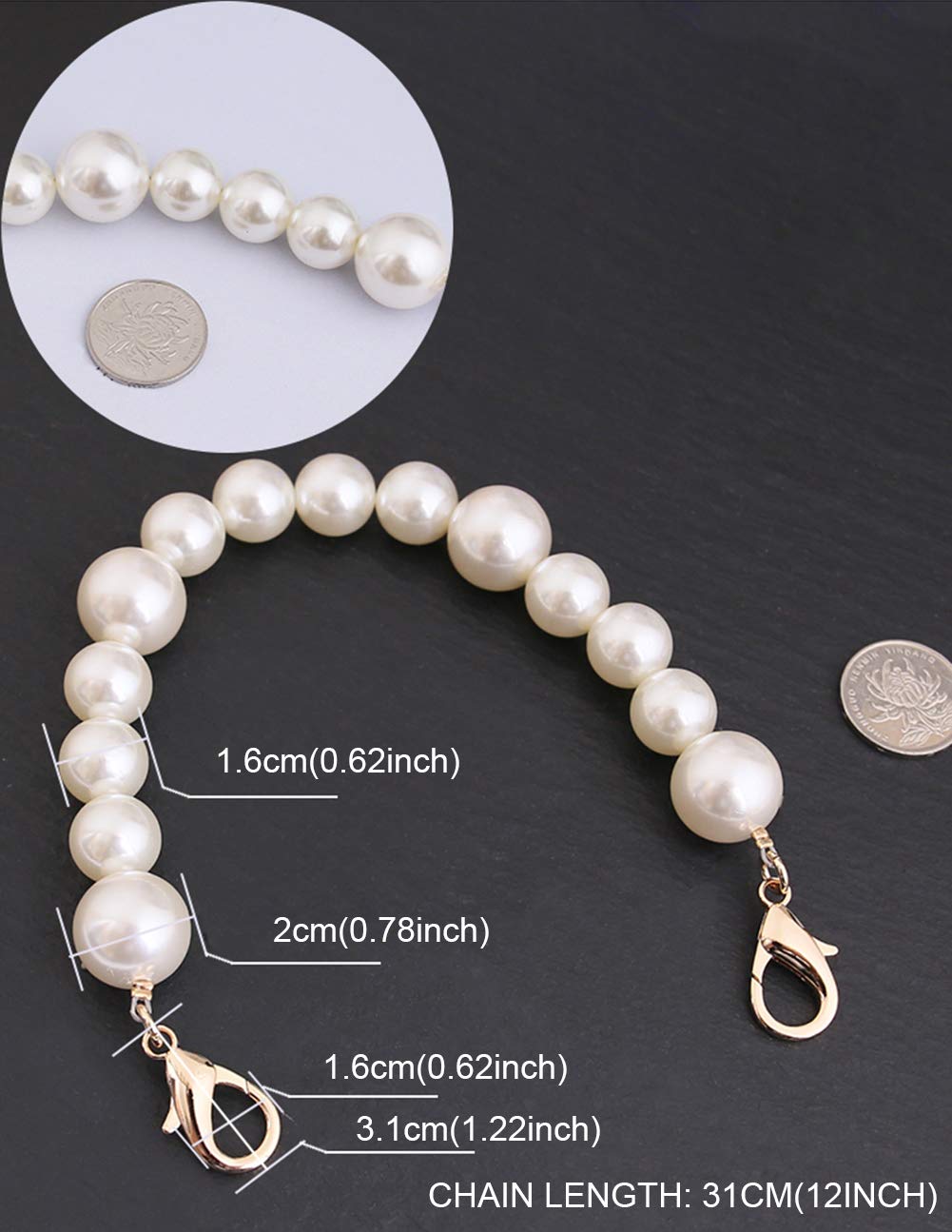 Elegant Imitation Pearl Bag Strap - 12