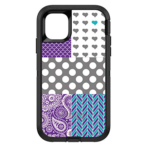 Purple Teal Grey Patterns On Black Case