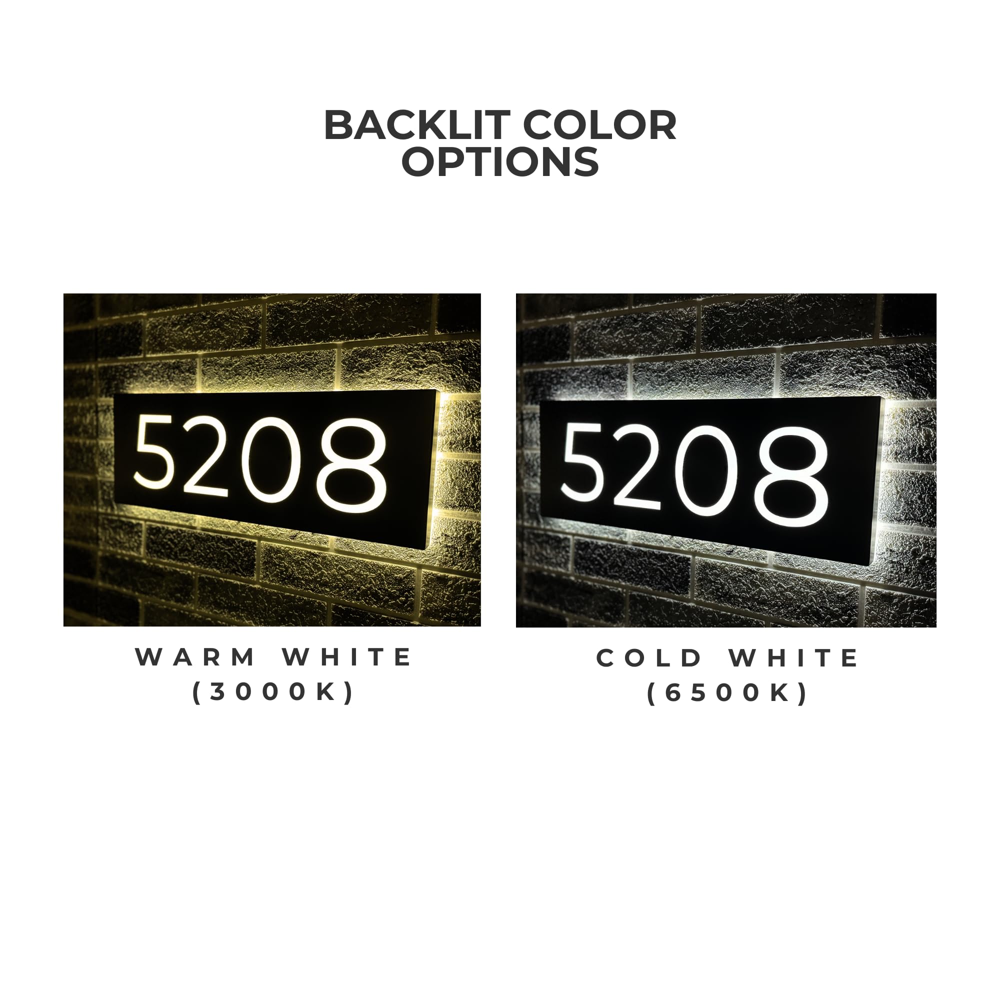 Custom Solar-Powered Backlit House Address Sign - Outdoor Lighted House Number Plaque for Exterior & Yard - Durable & Weatherproof - Perfect for Home, Driveway, and Garden Decoration