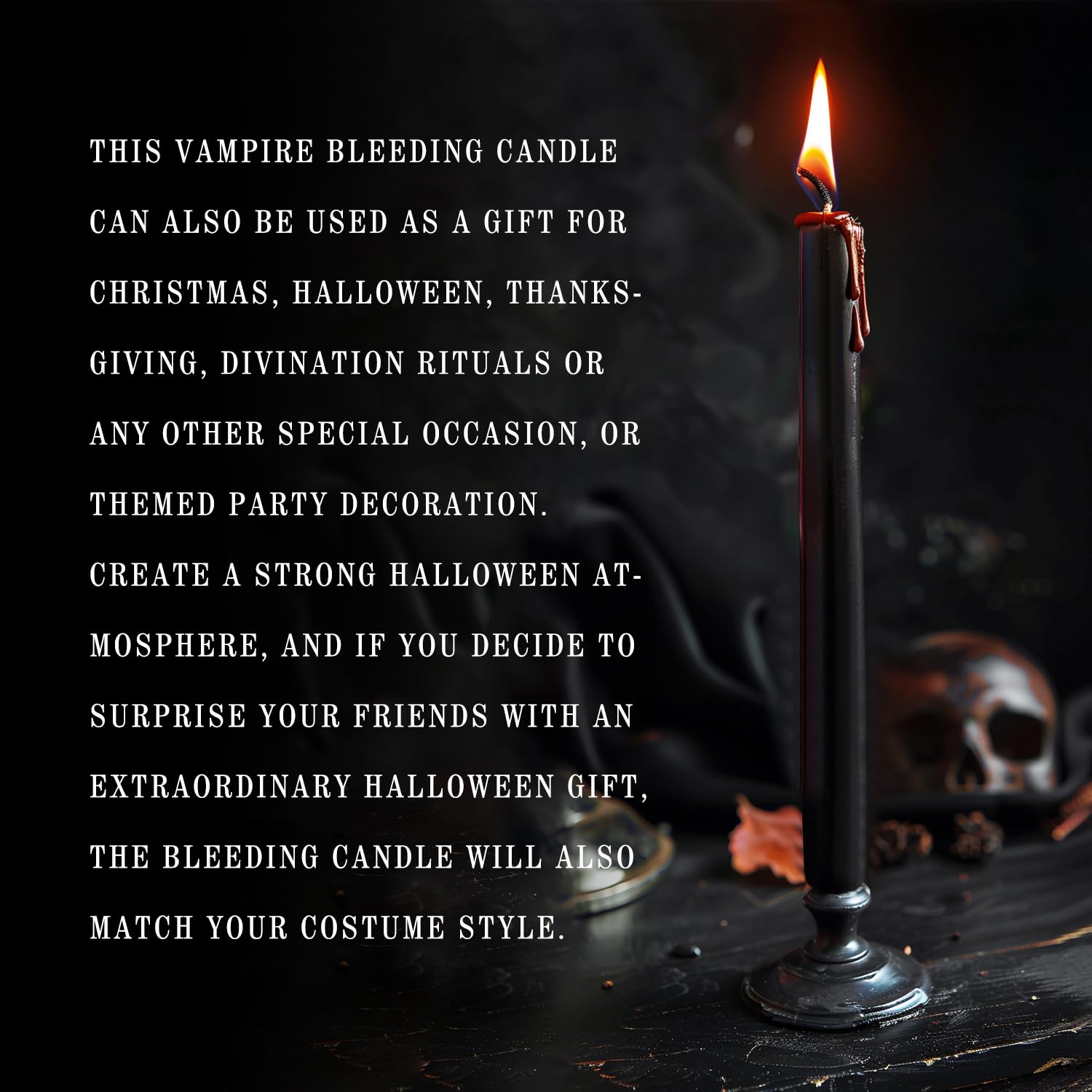 12PCS 10-Inch Black Bleeding Taper Candles - Vampire Tears Dripping Candles for Halloween Decor, Christmas Centerpieces, Gothic Weddings & Themed Party Supplies (Unscented) - Create Spooky Atmosphere for Haunted Houses & Ritual Ceremonies