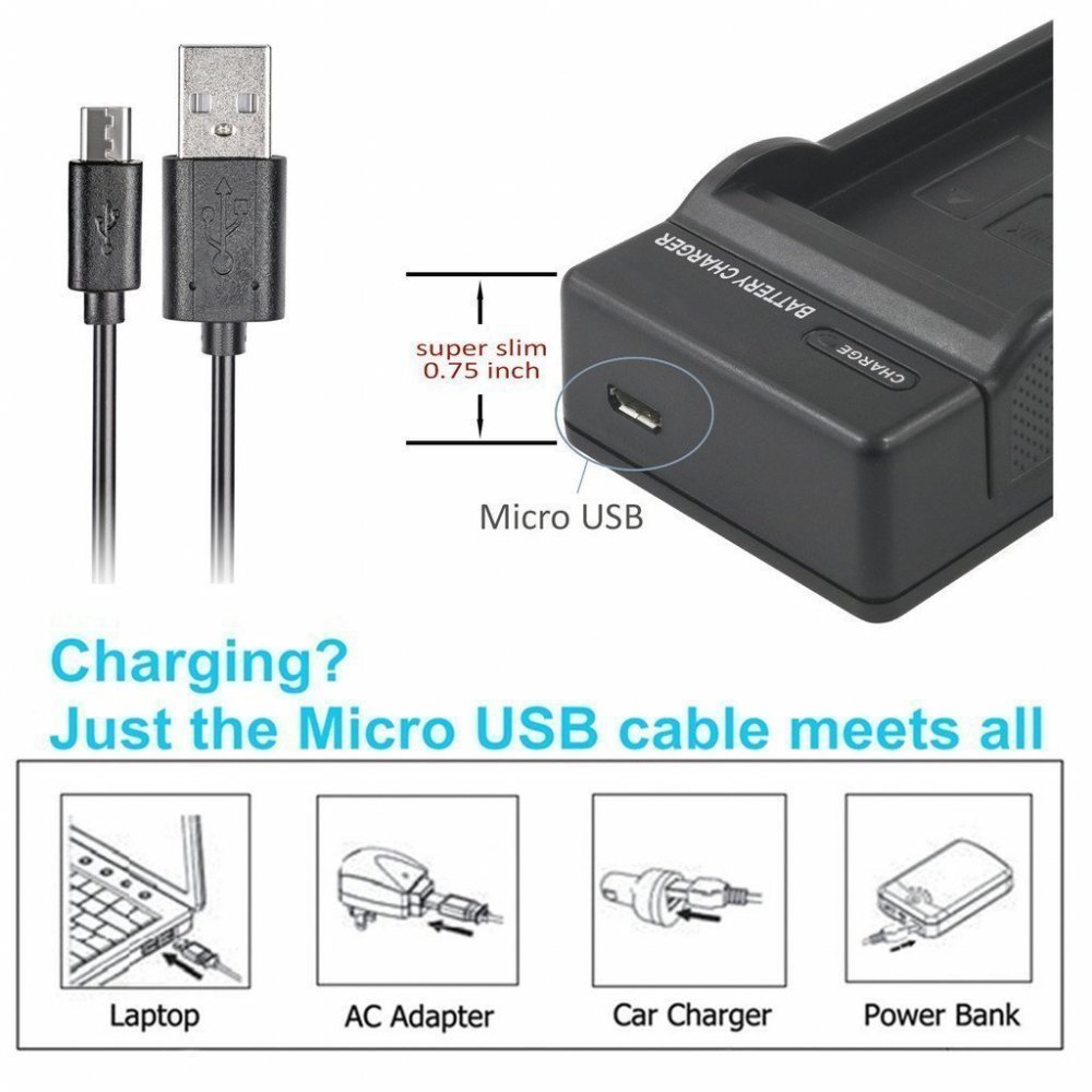 High-Speed Micro USB Battery Charger for Canon GL1, GL2, XL1, XL1S, XL2 Camcorders - Compatible Replacement Charger for Travel & Professional Videography