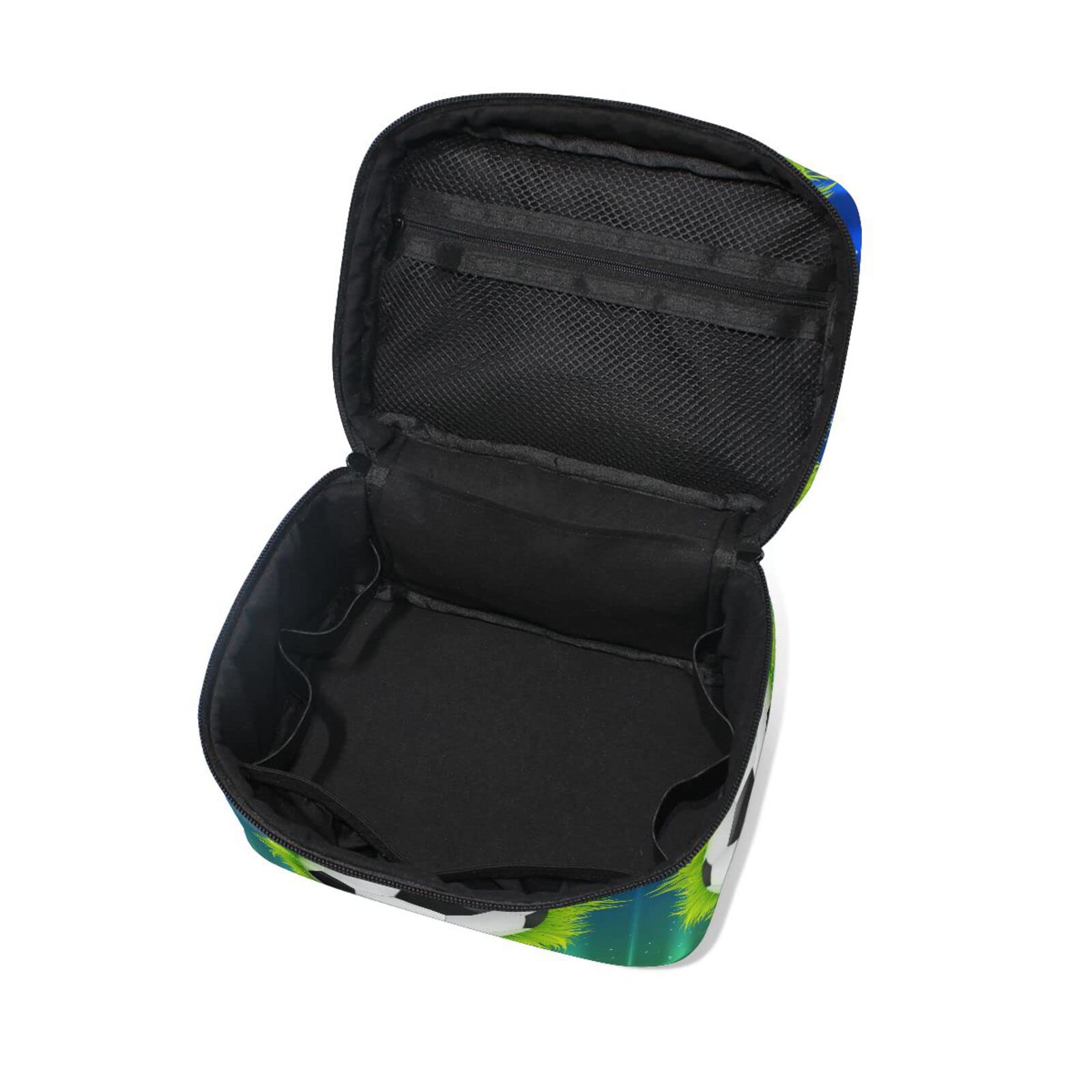Green Football Themed Cosmetic Bag - Waterproof Zippered Makeup Pouch & Toiletry Organizer for Women & Girls | Perfect for Travel, Gym, Sports & Daily Essentials