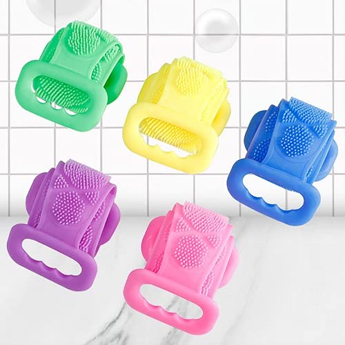 RENUMAX Silicone Body Scrubber - Double-Sided Back Scrubber for Dead Skin Removal - Bath & Shower Use (4-Pack)
