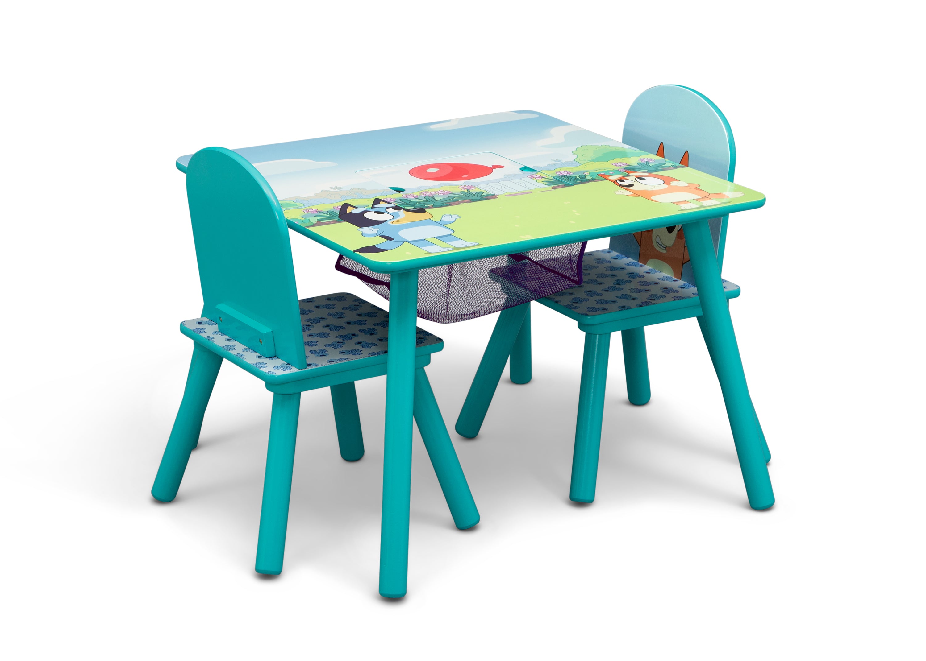 Bluey Kids Table and Chair Set with Storage - 2 Chairs Included - Durable Children's Play Furniture for Arts, Crafts & Snack Time - Perfect for Playrooms, Daycares & Preschools