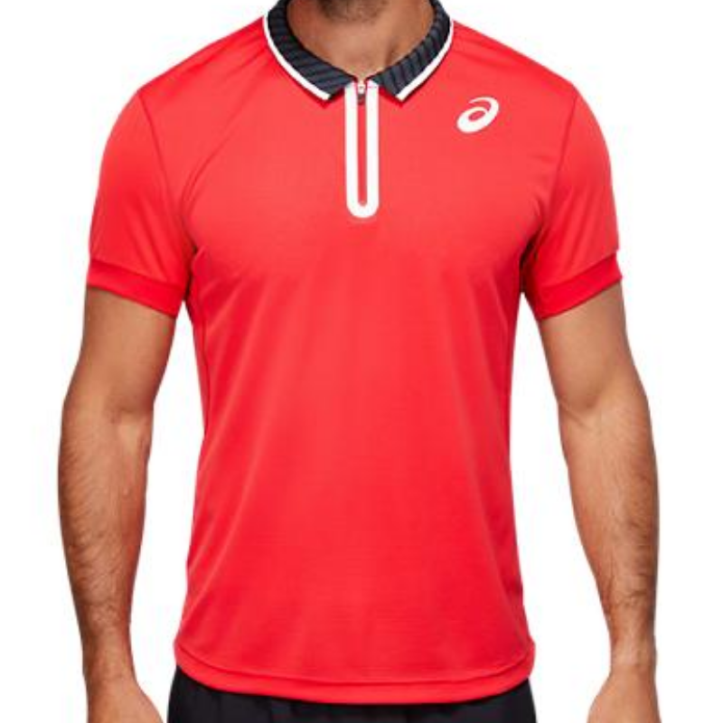 ASICS Men's Match Polo Shirt - Electric Red | Moisture-Wicking Performance Top for Tennis, Golf & Casual Wear