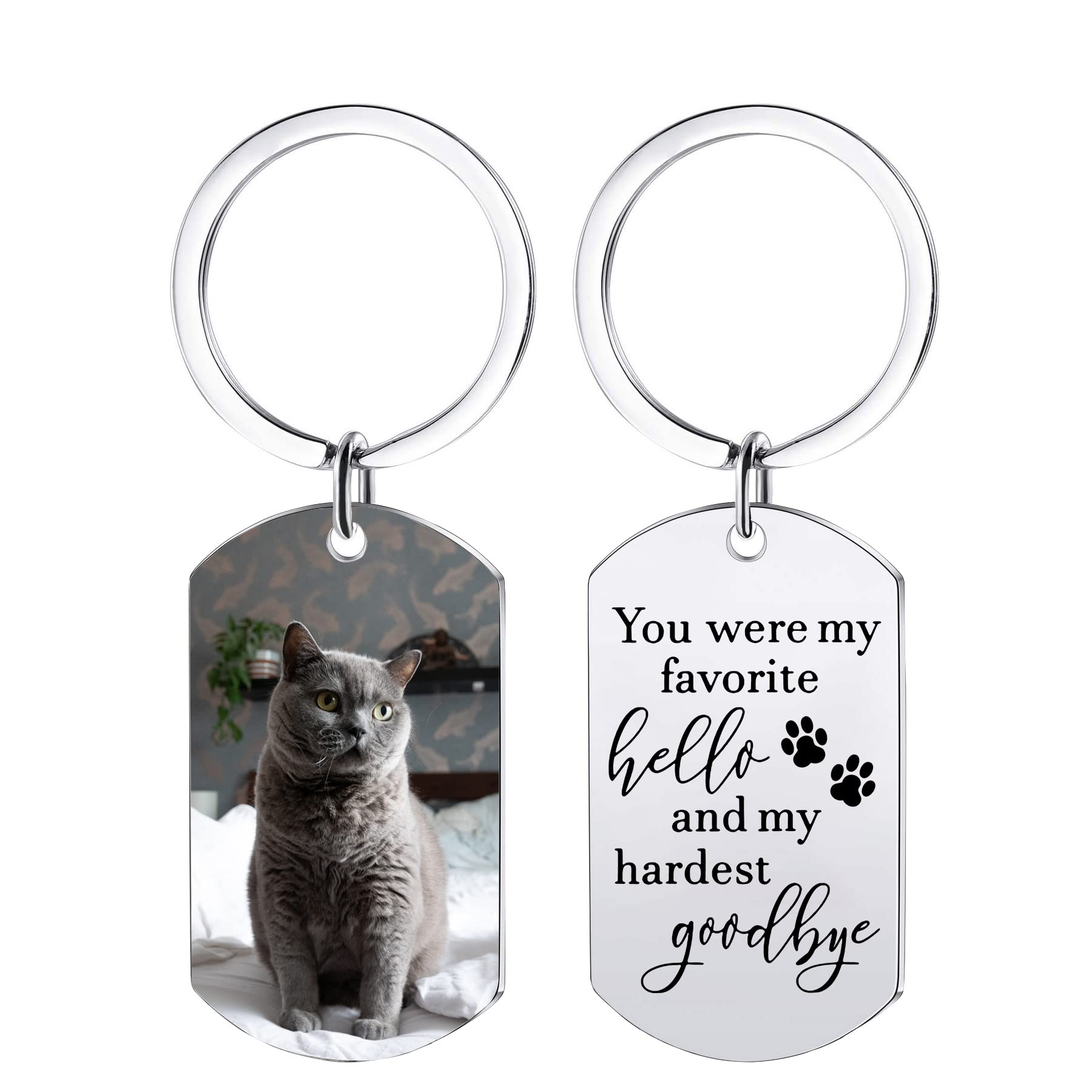 Personalized Cat Photo Keychain - Custom Pet Memorial Gift for Cat Lovers - Sympathy Gift for Loss of Beloved Cat - Perfect for Pet Remembrance, Keychain for Cat Owners, Unique Pet Keepsake