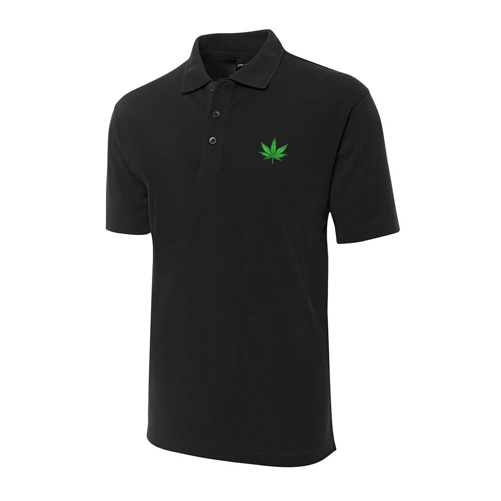 Lexiu Yibai Men's Weed & Cannabis 420 Embroidered Short Sleeve Polo Shirt - Stylish Casual Wear for Festivals, Concerts, and 420 Celebrations