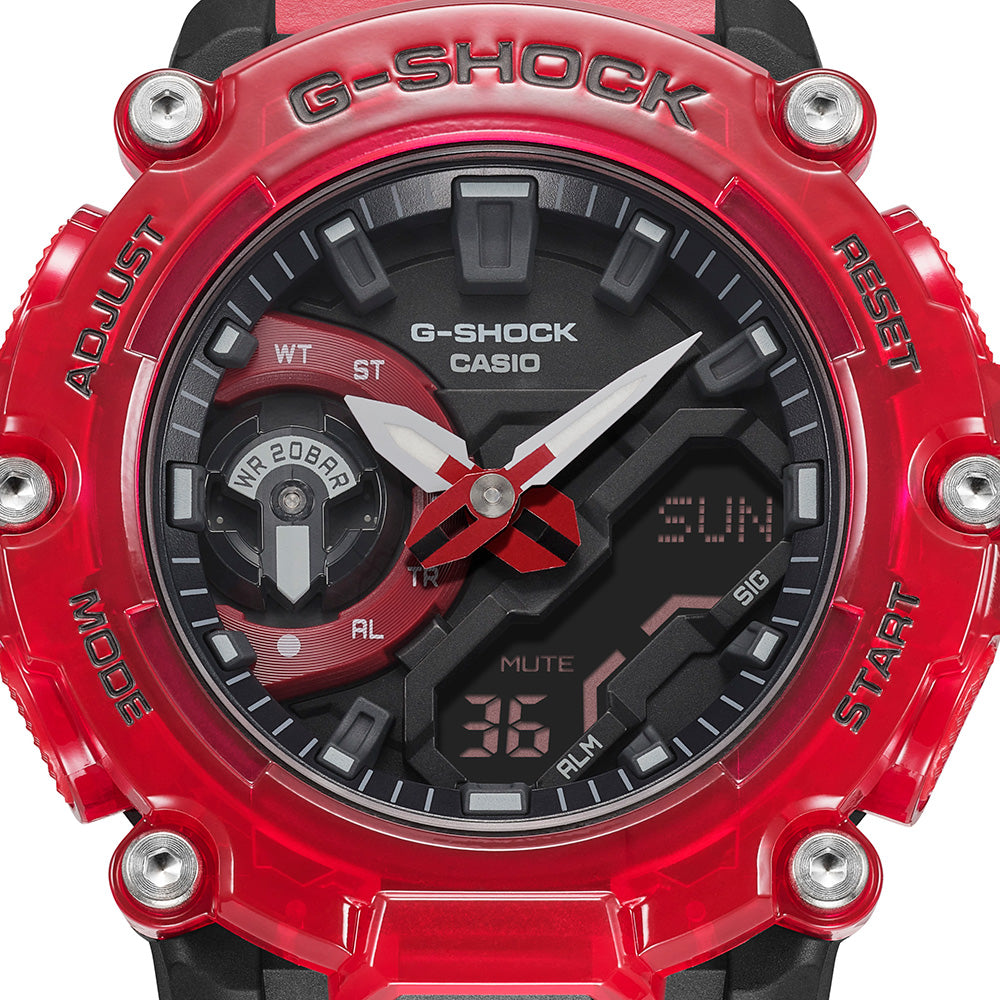 Casio G-Shock GA2200SKL-4A Red Sound Wave Digital Watch - Stylish & Durable for Outdoor, Sports & Everyday Wear