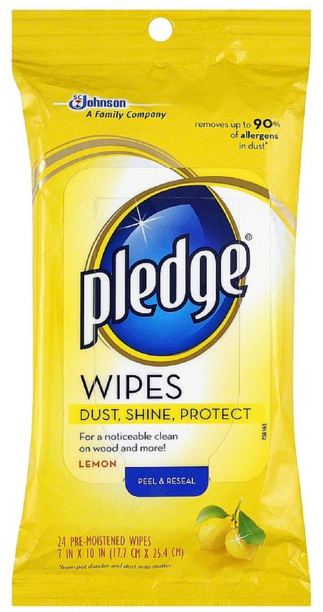 Pledge Lemon Clean Pre-Moistened Wipes - 24 Count (Pack of 10) | Dusting & Polishing for Wood Furniture, Electronics & More | Fresh Lemon Scent for a Sparkling Home
