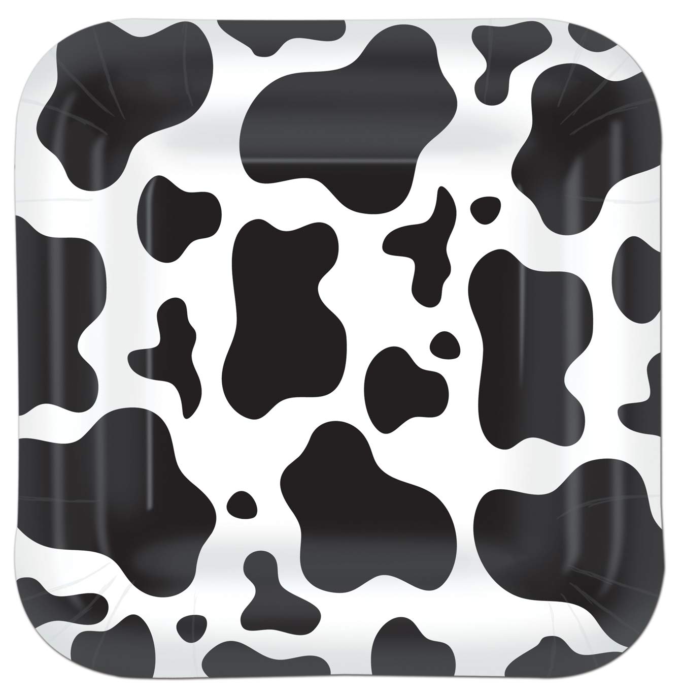 Beistle Cow Print Paper Plates - 8 Pack Disposable Party Plates for Birthday, BBQ, Picnic & Farm Theme Decorations
