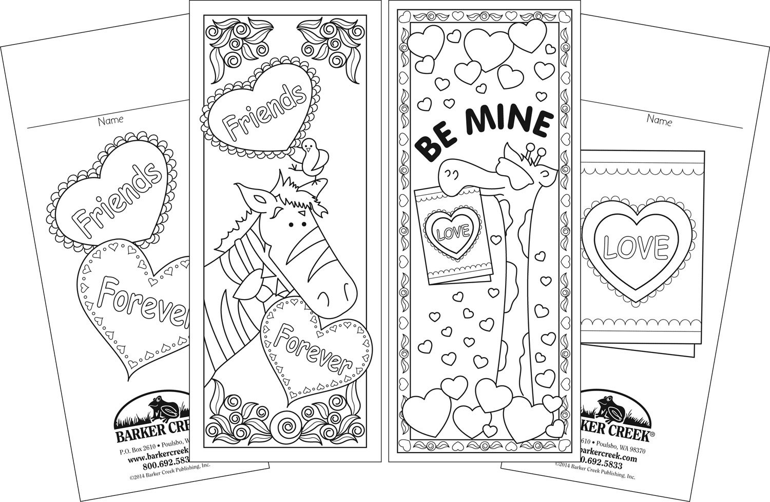 Barker Creek Valentine's Day Coloring Bookmarks - 60 Pack (2 Designs, 30 Each) - 2.5x6 Inch Adult Coloring Book Style Bookmarks for Valentine's Gifts, Party Favors & Relaxation Activities