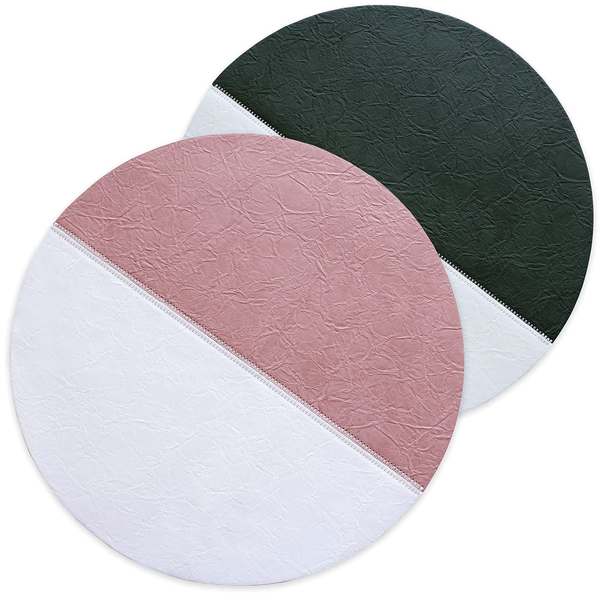 Elegant Black PU Leather Round Placemats Set of 4 - Waterproof Table Mats for Dining Room, Kitchen, and Outdoor Use - Fashionable Round Table Decor for Home and Parties