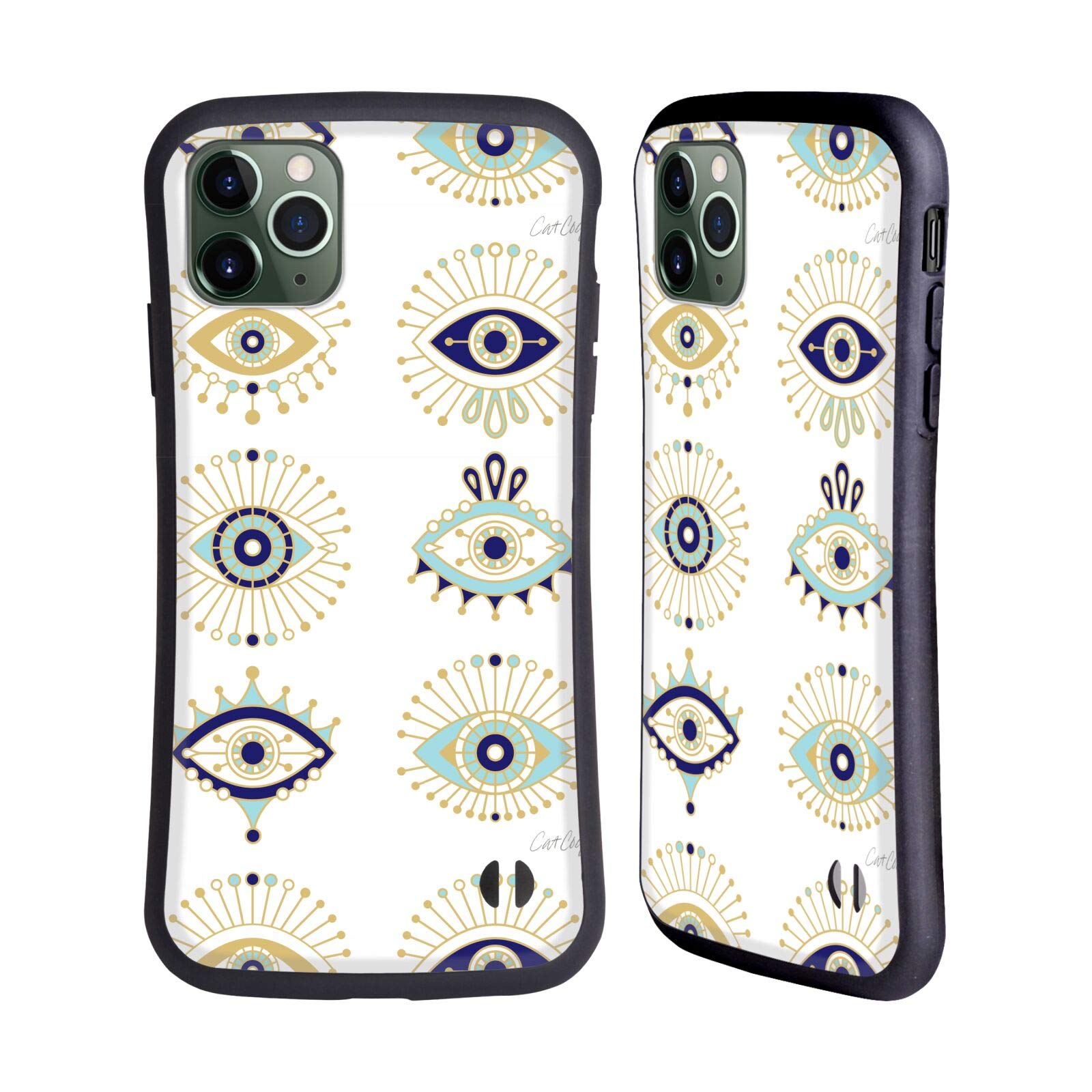 Officially Licensed Cat Coquillette Blue Gold Evil Eye Hybrid Case for Apple iPhone 11 Pro Max - Stylish Protection for Everyday Use & Travel