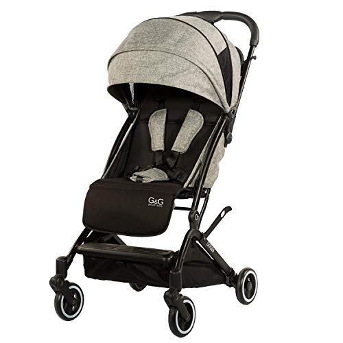 Guzzie+Guss Oxygen Stroller 2020 - Lightweight Compact Baby Stroller with Adjustable Canopy | GG030SP20 Salt & Pepper Color | Travel-Friendly Infant Stroller for Newborns to Toddlers | Airplane & Car Compatible | Ideal for Shopping, City Walks, Outdoor Adventures & Family Trips