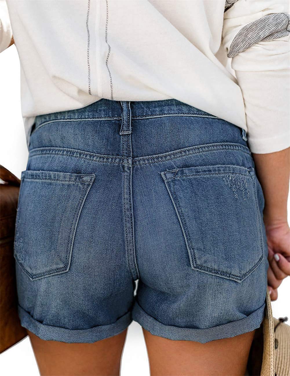 MODARANI Women's Ripped Distressed Denim Shorts - High Waisted Cut Off Jean Shorts for Summer | Perfect for Beach, Casual Outfits & Street Style