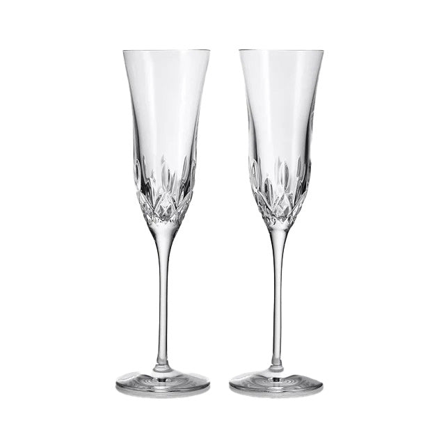 Premium Lismore Essence Crystal Champagne Flutes Set of 2 - Elegant Wedding, Anniversary & Party Glassware for Celebrations & Special Occasions