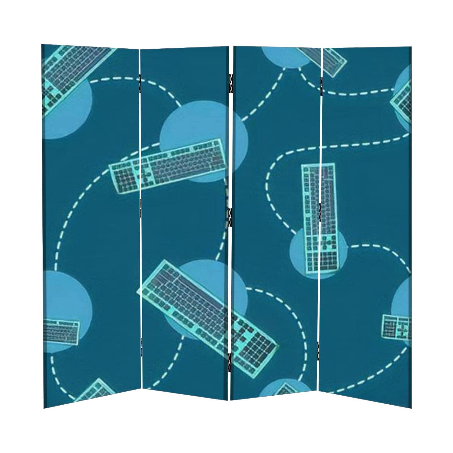 4 Panel Canvas Room Divider Screen - Folding Privacy Partition for Office, Home & Workspace | Portable Temporary Wall Divider for Keyboard Noise Reduction & Workspace Separation