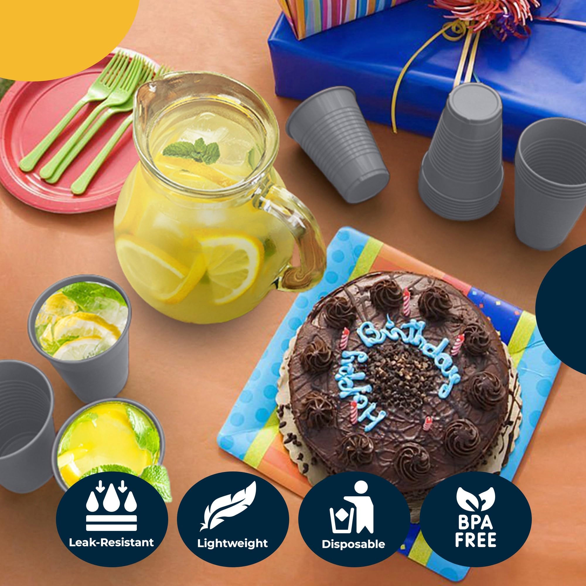 Premium 12 oz Silver Plastic Cups for Parties - 50 Pack | Elegant Disposable Drinkware for Weddings, Birthdays & Events | BPA-Free Party Cups | Ideal for Cocktails, Sodas & Everyday Beverages | Perfect for Home, Office & Outdoor Gatherings