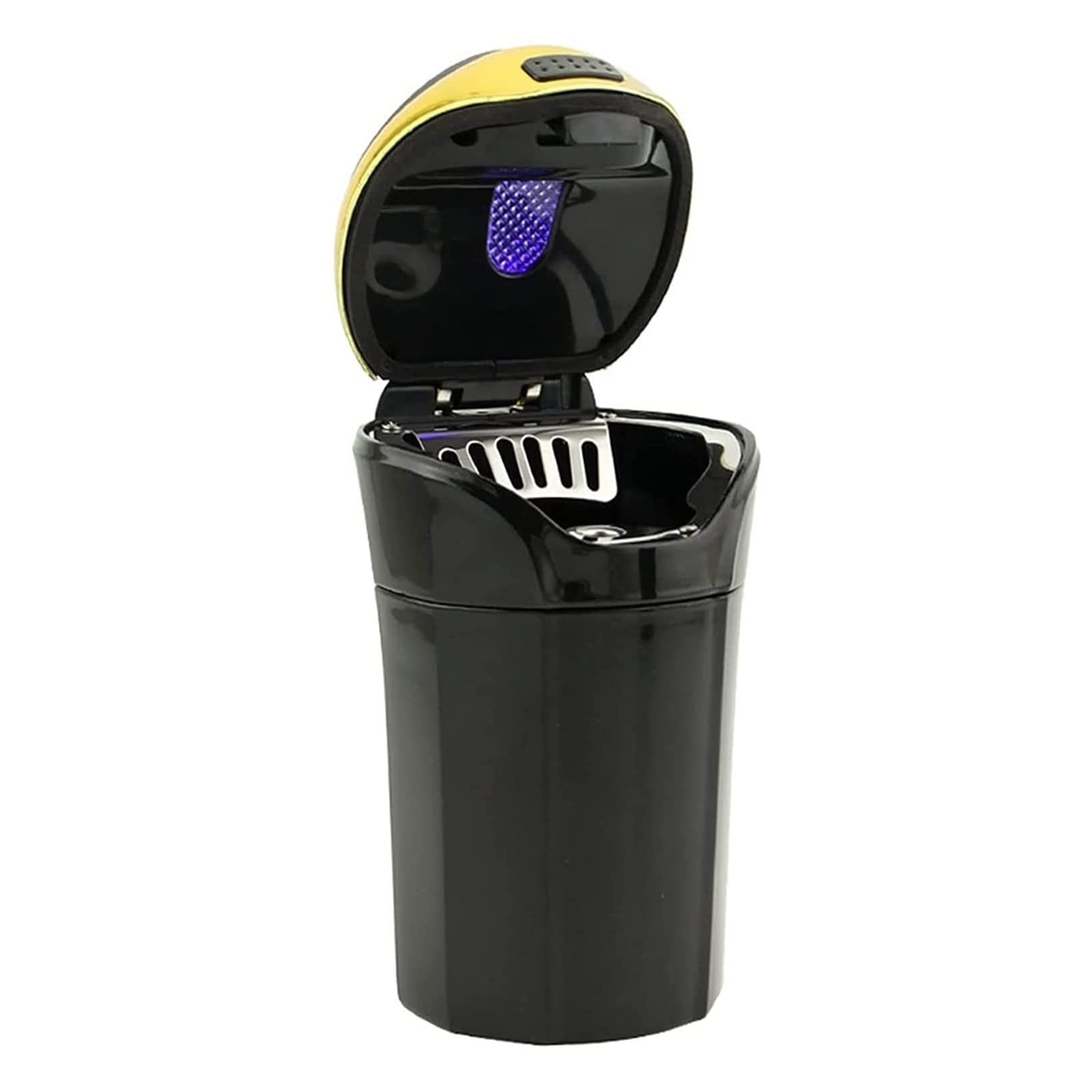 Portable LED Car Ashtray with Lid - Black Cylinder Cigarette Ashtray with Detachable Storage Box & Light - Perfect for Travel, Camping, and Outdoor Smoking