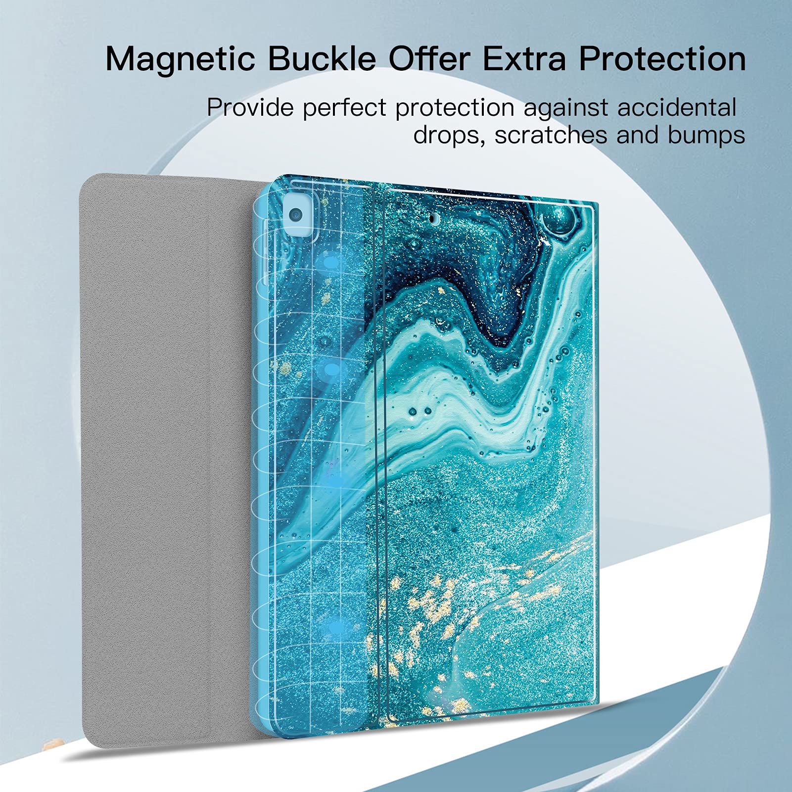Backlit Wireless Detachable Keyboard Case for iPad 10.2 (9th/8th/7th Gen) & iPad Air 10.5 (3rd Gen) & iPad Pro 10.5 - Ultra Thin Smart Folio Stand Cover with LED Backlight (Blue) | Perfect for Typing, Work, Study & Travel