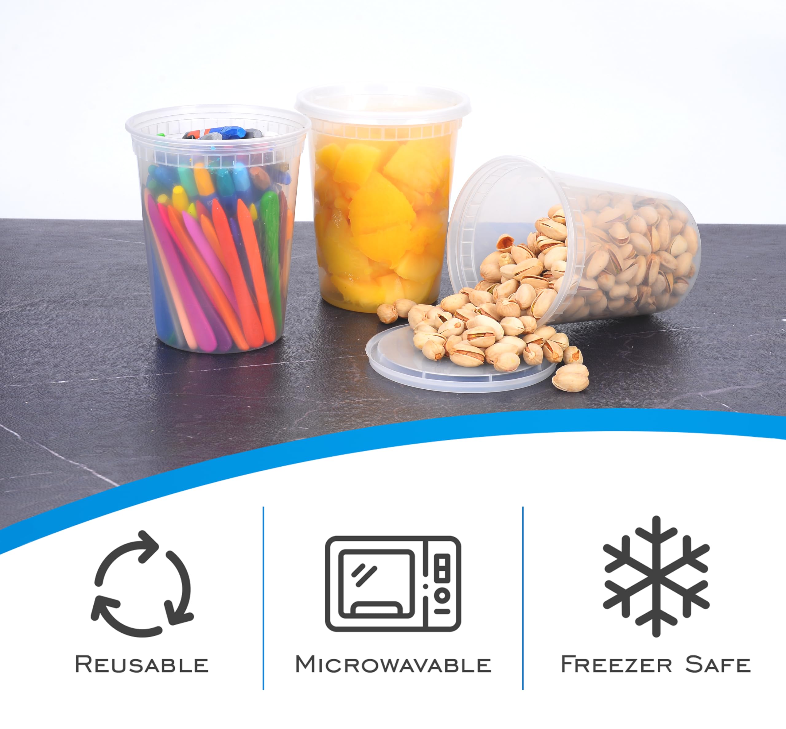 32 oz (20-Pack) BPA-Free Plastic Food Storage Containers with Airtight Lids - Microwave, Freezer & Dishwasher Safe - Heavy Duty Meal Prep Containers for Leftovers, Lunches & Bulk Food Storage - Leakproof & Recyclable