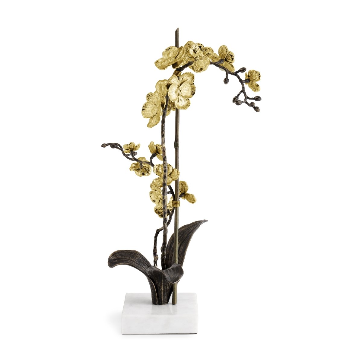 Elegant Gold Orchid Stem Sculpture - Handcrafted Home Decor for Living Room, Wedding Centerpiece, and Luxury Gift Ideas