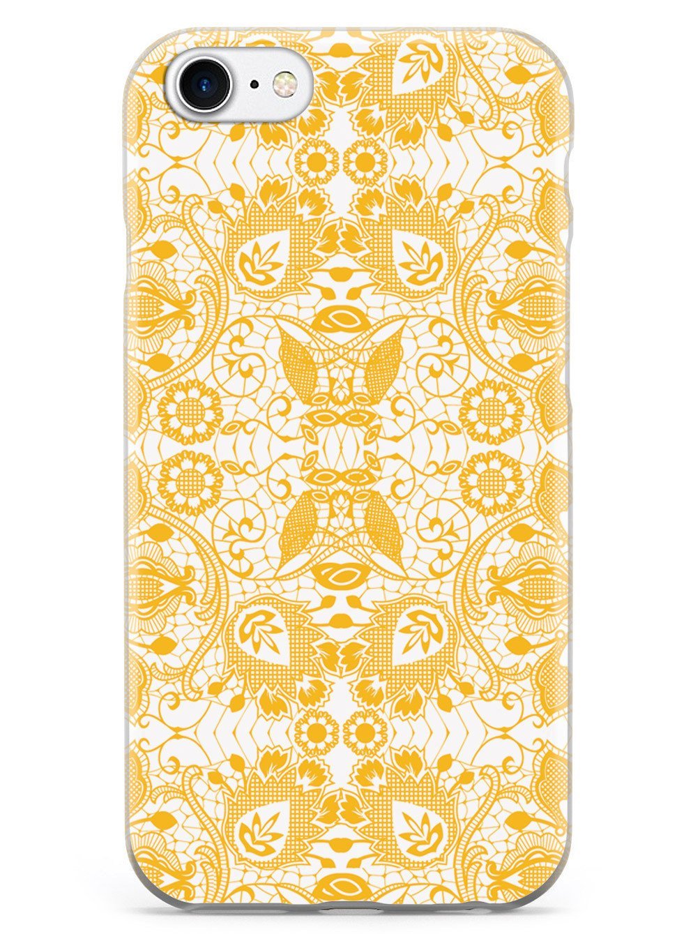 Inspired Cases - Premium 3D Textured Protective Phone Case for Apple iPhone 8 - Lace Pattern Design - Marigold Color | Slim Fit, Shockproof Cover with Enhanced Grip - Perfect for Everyday Use, Travel & Outdoor Activities