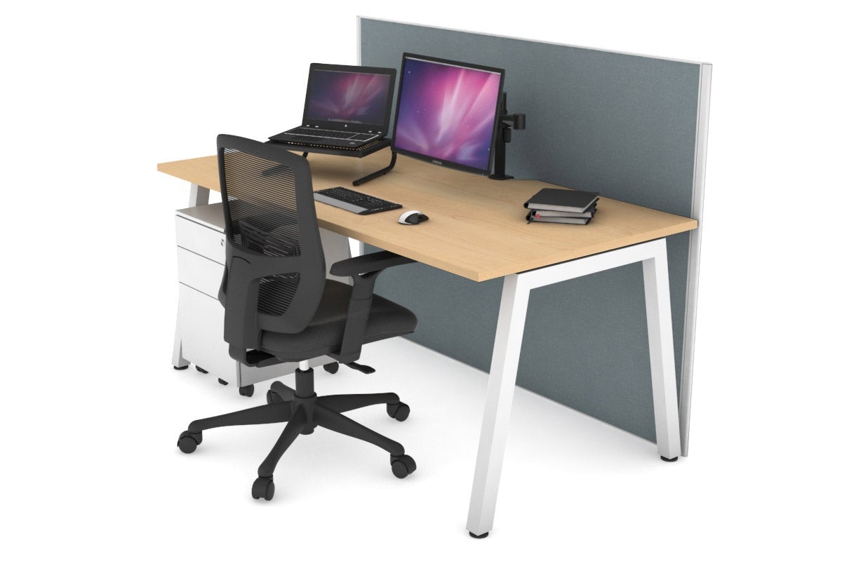 Horizon Quadro A Legs Office Desk - 1600L x 800W with Cable Management Scallop | Modern Workstation for Home Office, Study Room & Small Business Spaces