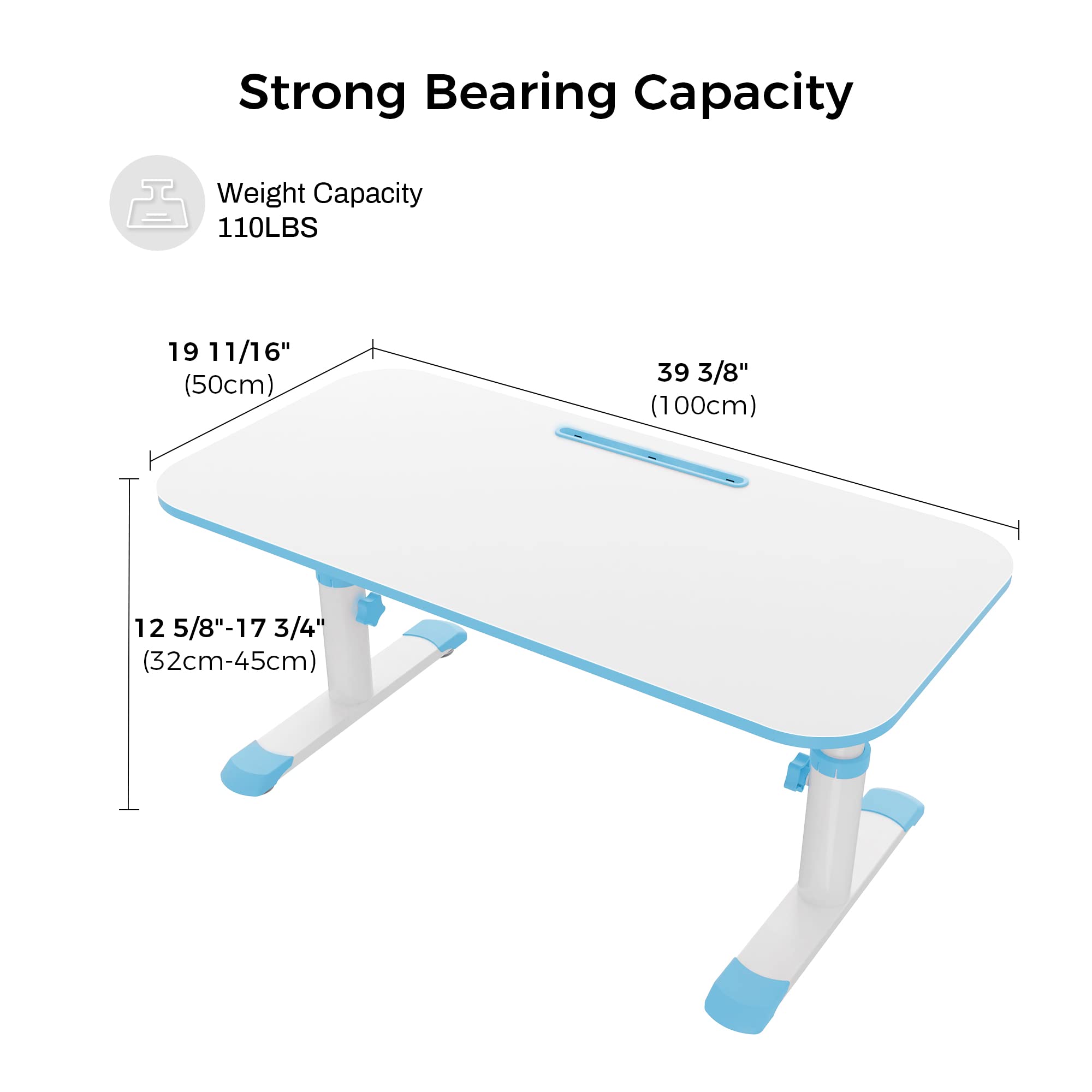 DESIGNA 39 Inch Adjustable Kids Table - 6 Height Levels, Multifunctional Children's Study Desk for Learning, Drawing, Eating & Playtime - Ergonomic Toddler Activity Table for Home & Classroom (Blue)