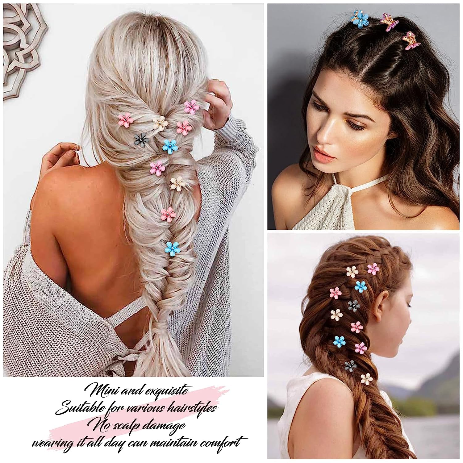 10pcs Mini Pearl Rhinestone Flower Hair Claw Clips - Gold Resin Hair Barrettes for Women & Girls | Small Hair Accessories for Parties, Weddings & Everyday Use