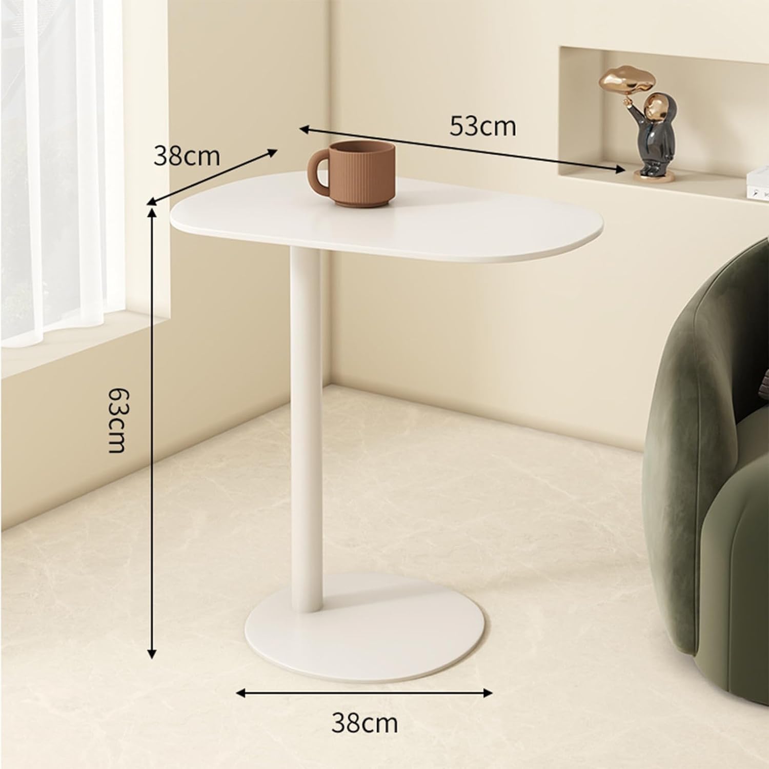 Modern Metal C-Shaped End Table - Slim Sofa Side Table with Snack Tray for Couch, Living Room, Dining Room, Cafe & Balcony | Perfect for TV Snacking, Reading & Small Space Decor