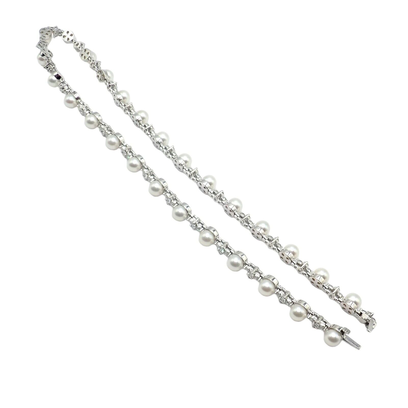 Authentic Tiffany & Co Platinum Diamond 6.5mm Pearl Necklace for Women - Elegant Jewelry Gift for Wedding, Anniversary & Special Occasions