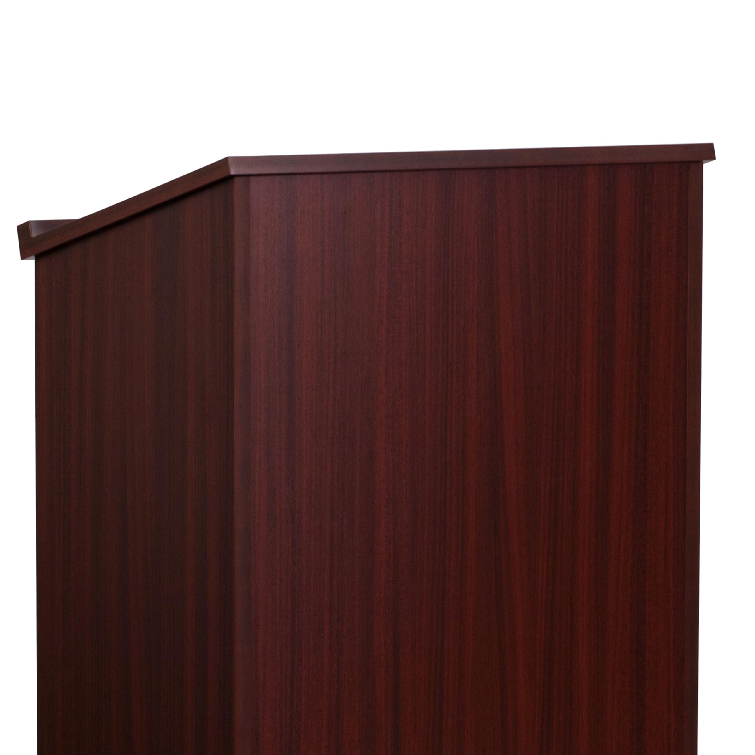 Flash Furniture Mysta Mahogany Stand-Up Lectern - Adjustable Height Podium for Public Speaking, Church, Classroom & Conference Presentations