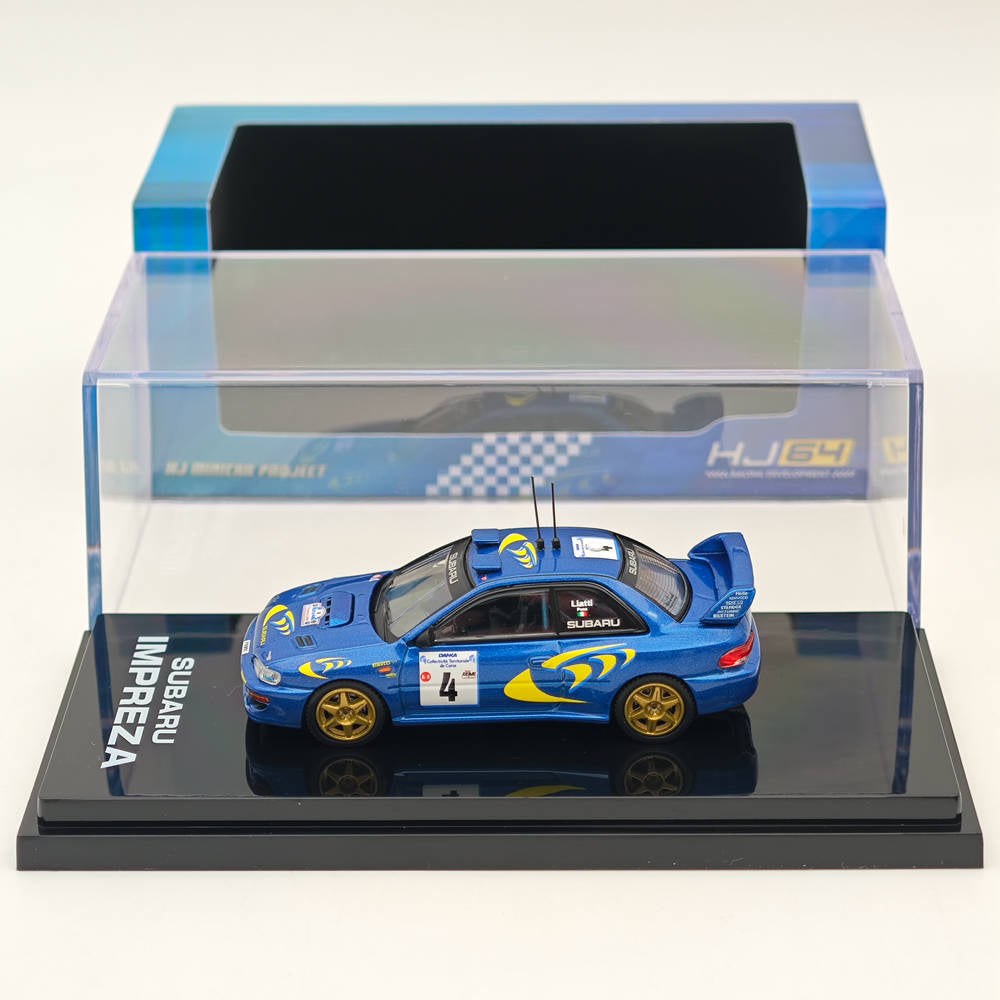 1/64 Scale Subaru Impreza WRC 1997 #4 Tour de Corse Blue Diecast Model Car - Collectible Hobby Japan Miniature for Racing Enthusiasts & Display Showcase