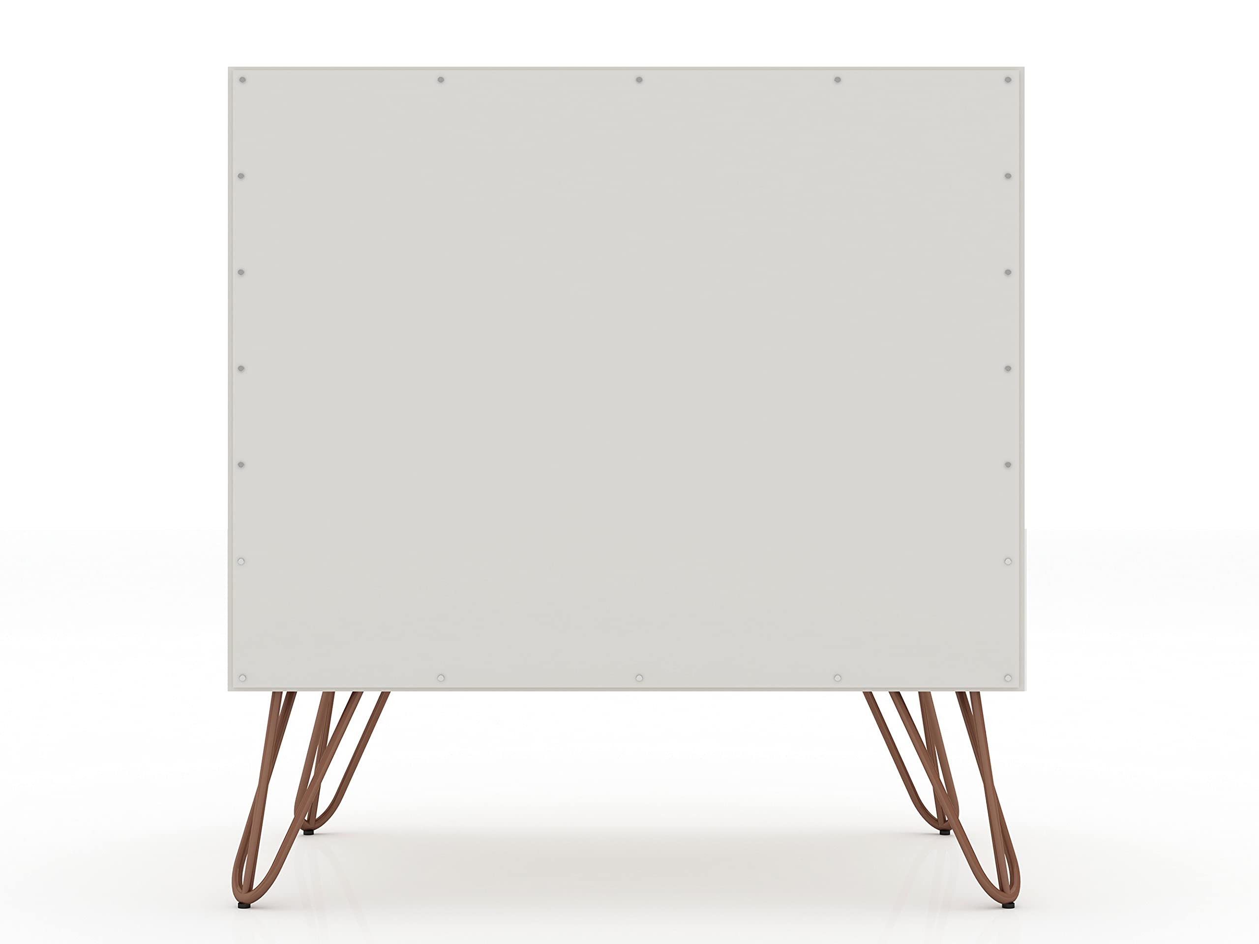 Manhattan Comfort Rockefeller Nightstands - Set of 2 with Drawer & Cubby Storage | Mid Century Modern Bedside Tables | Functional Bedroom & Living Room Furniture | Off White Finish | Perfect for Small Spaces & Apartment Living