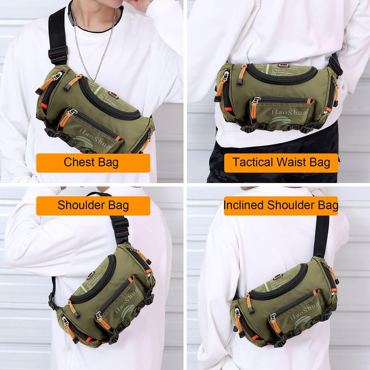Waterproof Fanny Pack for Men & Women - Adjustable Waist Bag with Crossbody Strap for Hiking, Travel, Running, Cycling & Outdoor Activities - Lightweight Travel Hip Pouch for Camping, Mountaineering & Daily Use (Green)