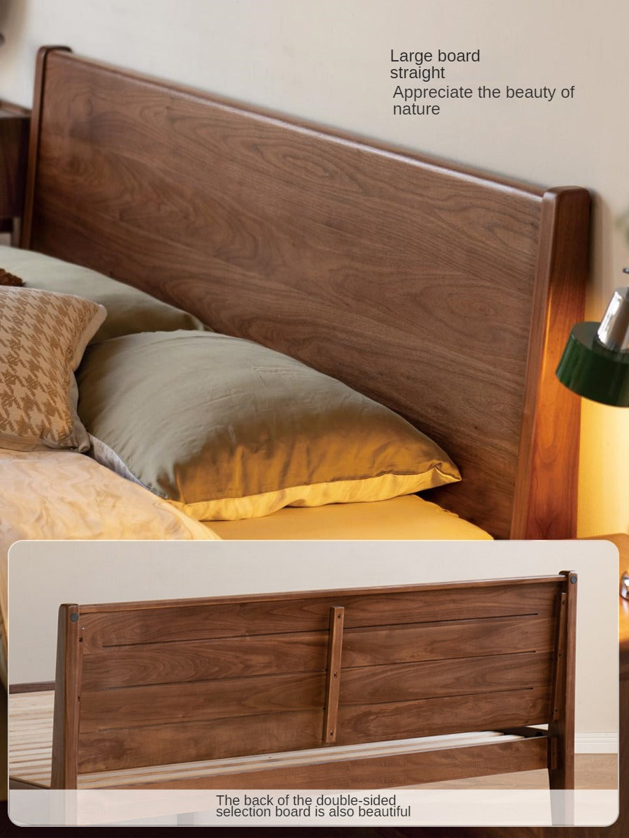 Solid Black Walnut Wood Bed Frame - Queen Size, Natural Wood Grain, Sturdy Platform Bed - Perfect for Modern, Farmhouse & Rustic Bedroom Decor