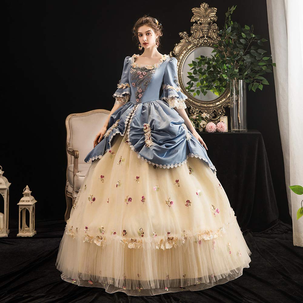 KEMAO Rococo Victorian Baroque Marie Antoinette Dress - Renaissance Period Ball Gown for Cosplay, Historical Reenactment & Themed Parties