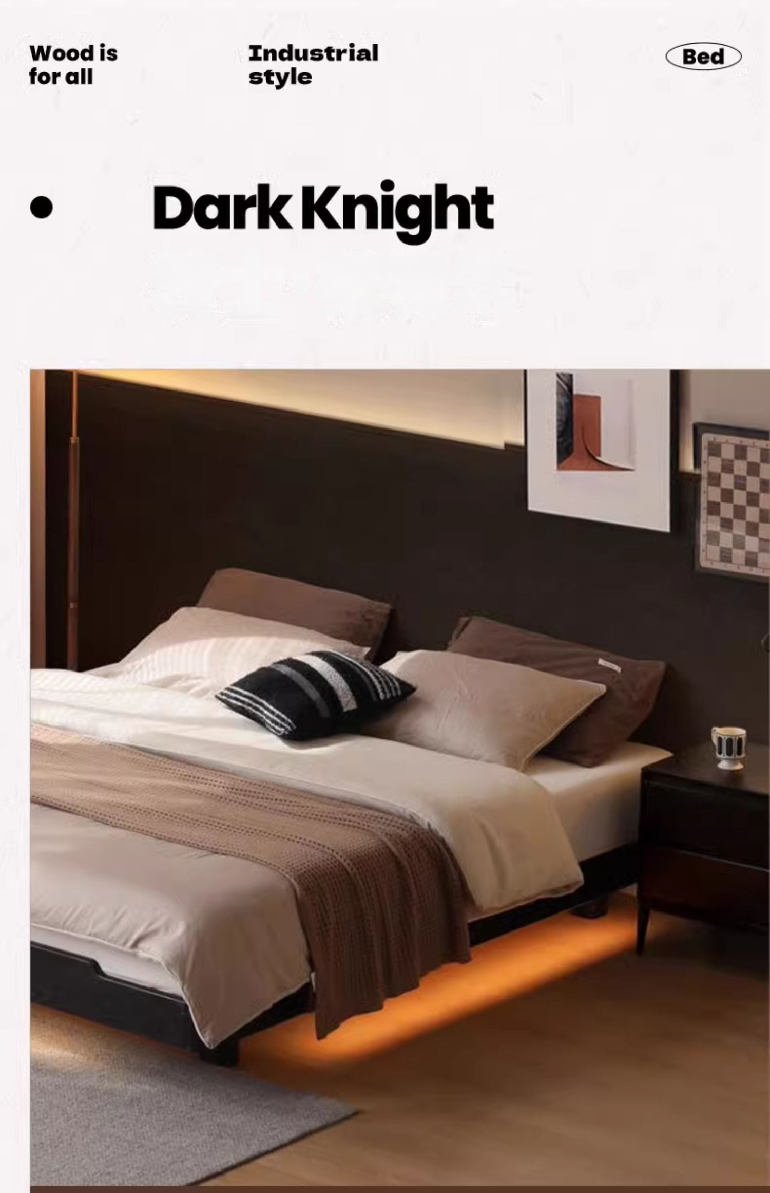 Oak Solid Wood Floating Platform Bed - Modern Minimalist American Light Bed Frame, No Headboard - Perfect for Small Bedrooms & Contemporary Home Decor