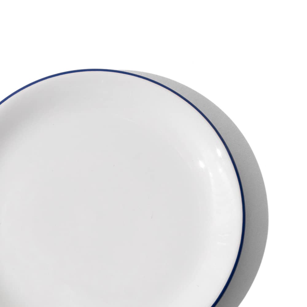 Premium Porcelain Bread and Butter Plate Set of 4 - White with Navy Blue Rim - English Crafted Dinnerware for Breakfast, Tea Parties & Elegant Dining