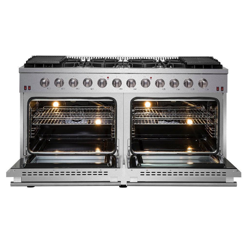 Forno Galiano 60-Inch 6.58 cu. ft Professional Freestanding Gas Range with 4 Burner Stove & Gas Oven - Stainless Steel (FFSGS6244 60) for Home Kitchen, Restaurant & Commercial Cooking