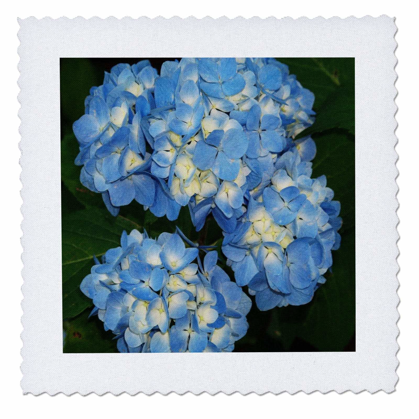 3D Rose Blue and Yellow Hydrangea Clusters Quilt Square - 12x12 Inch Floral Fabric Patch for DIY Quilting, Sewing, Home Decor and Craft Projects