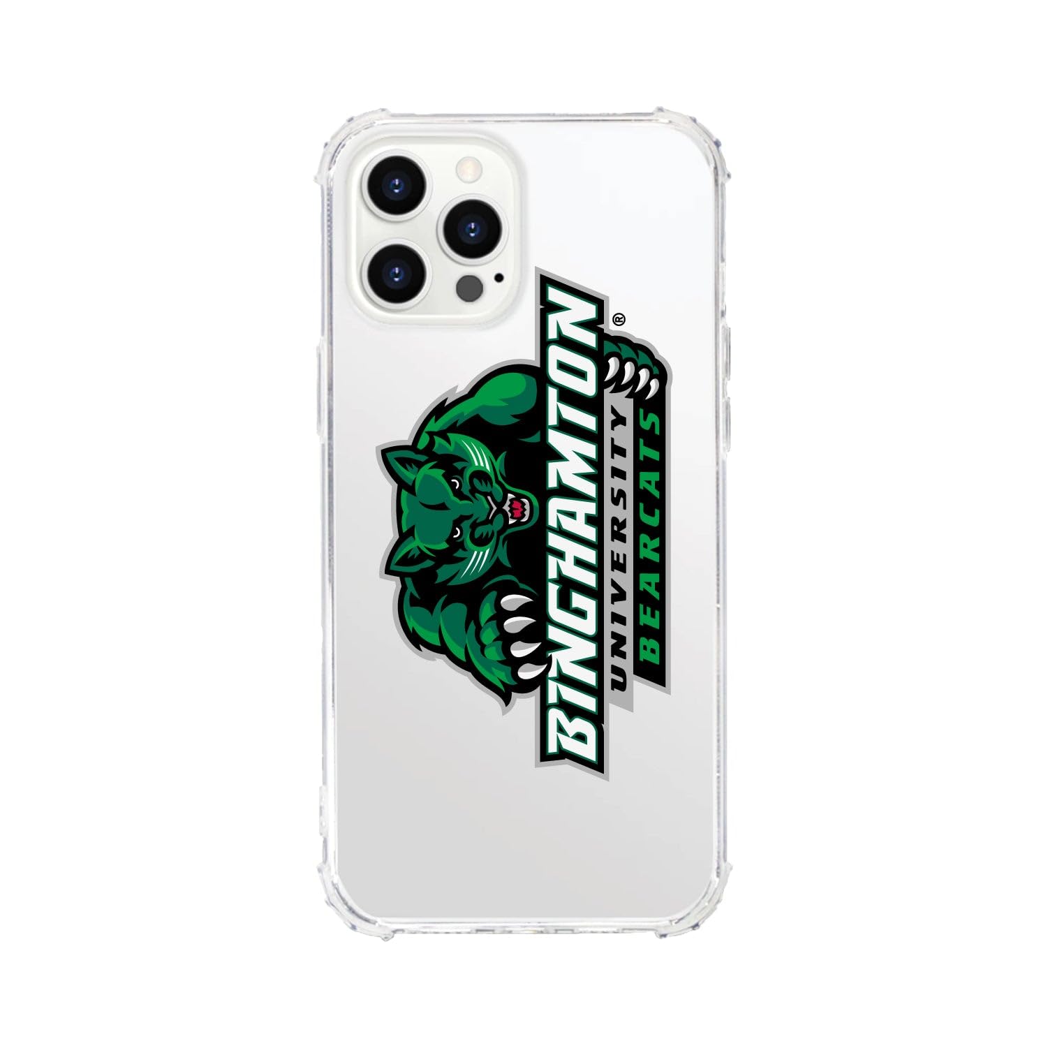OTM Essentials Rugged Phone Case for iPhone 13 Pro Max - Shockproof Protective Cover with Tough Edge Design - Binghamton University Themed Classic White Case | Perfect for College Students, Outdoor Activities & Daily Protection