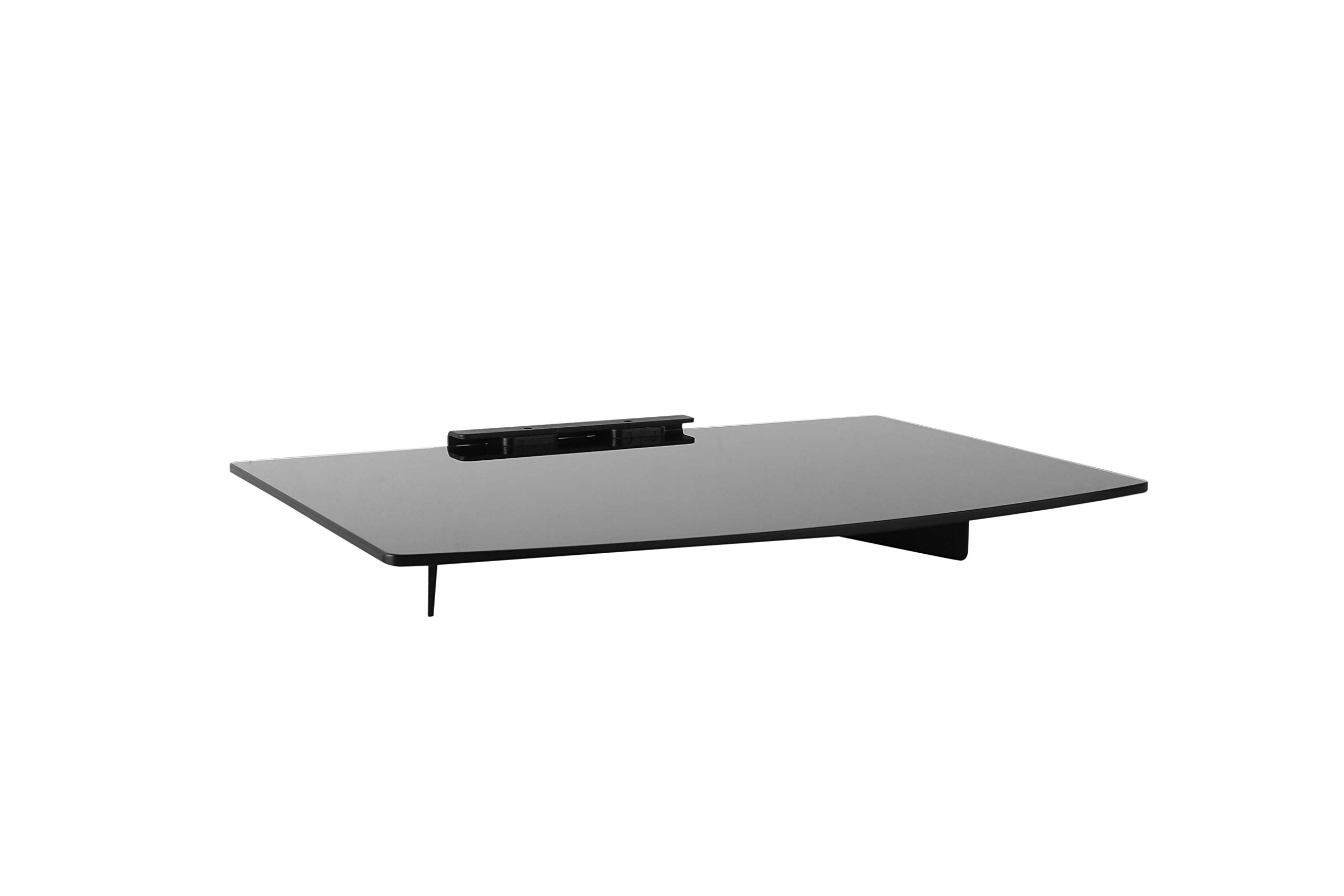 TechOrbits Glass Wall Shelf - Floating Wall Mount Shelf for DVD, Blu-ray & Media Components - Modern Entertainment Console for Living Room, Bedroom & Home Theater