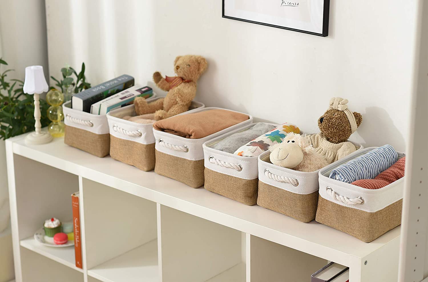 6-Pack Collapsible Storage Baskets - Foldable Organizer Bins for Shelves, Clothes, Books & Toys | Perfect for Home, Office & Kids Room Organization