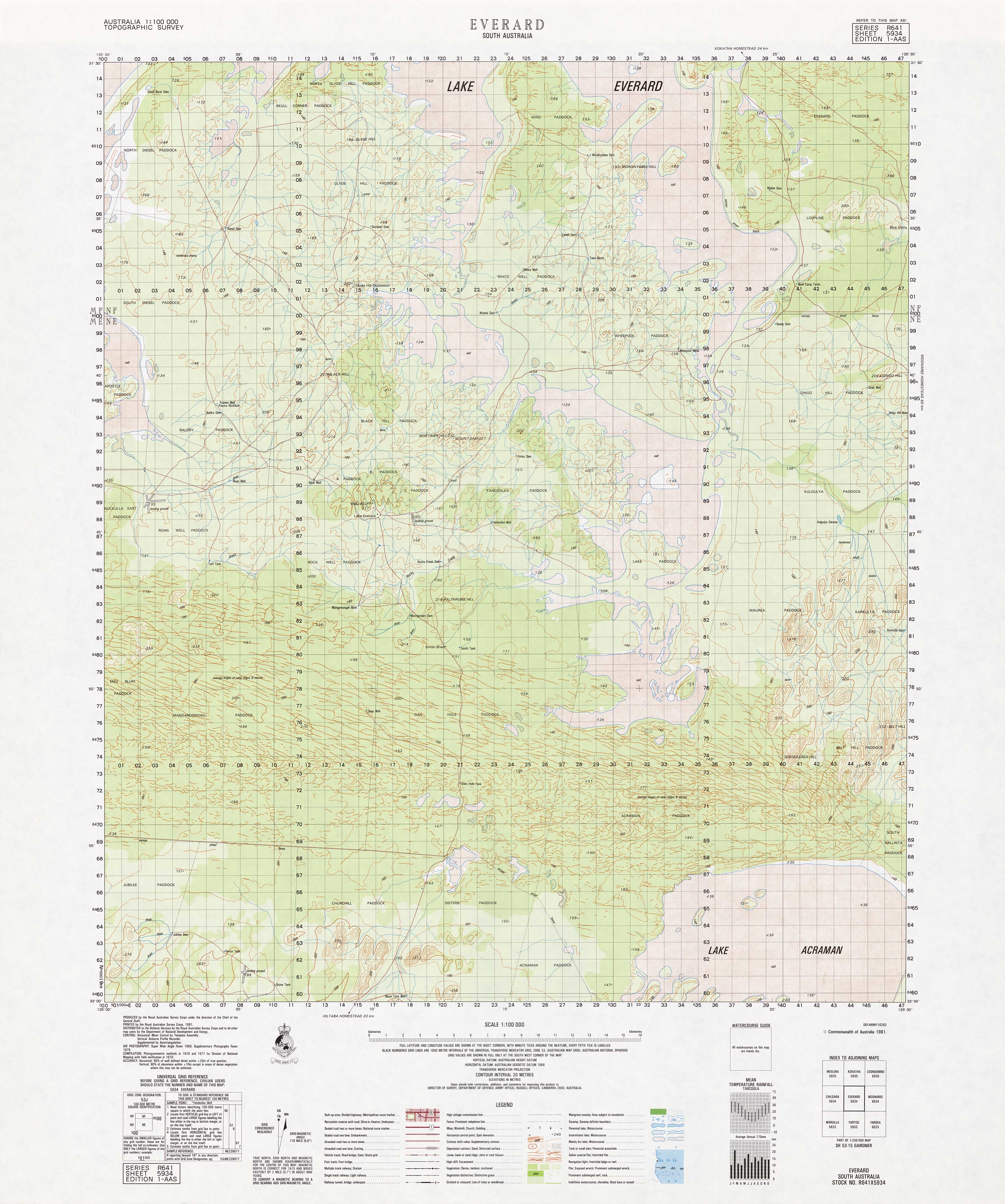 Everard 1:100,000 Scale Topographic Map - Detailed Hiking, Camping & Outdoor Adventure Navigation - Perfect for Backpacking, Trail Exploration & Geography Studies